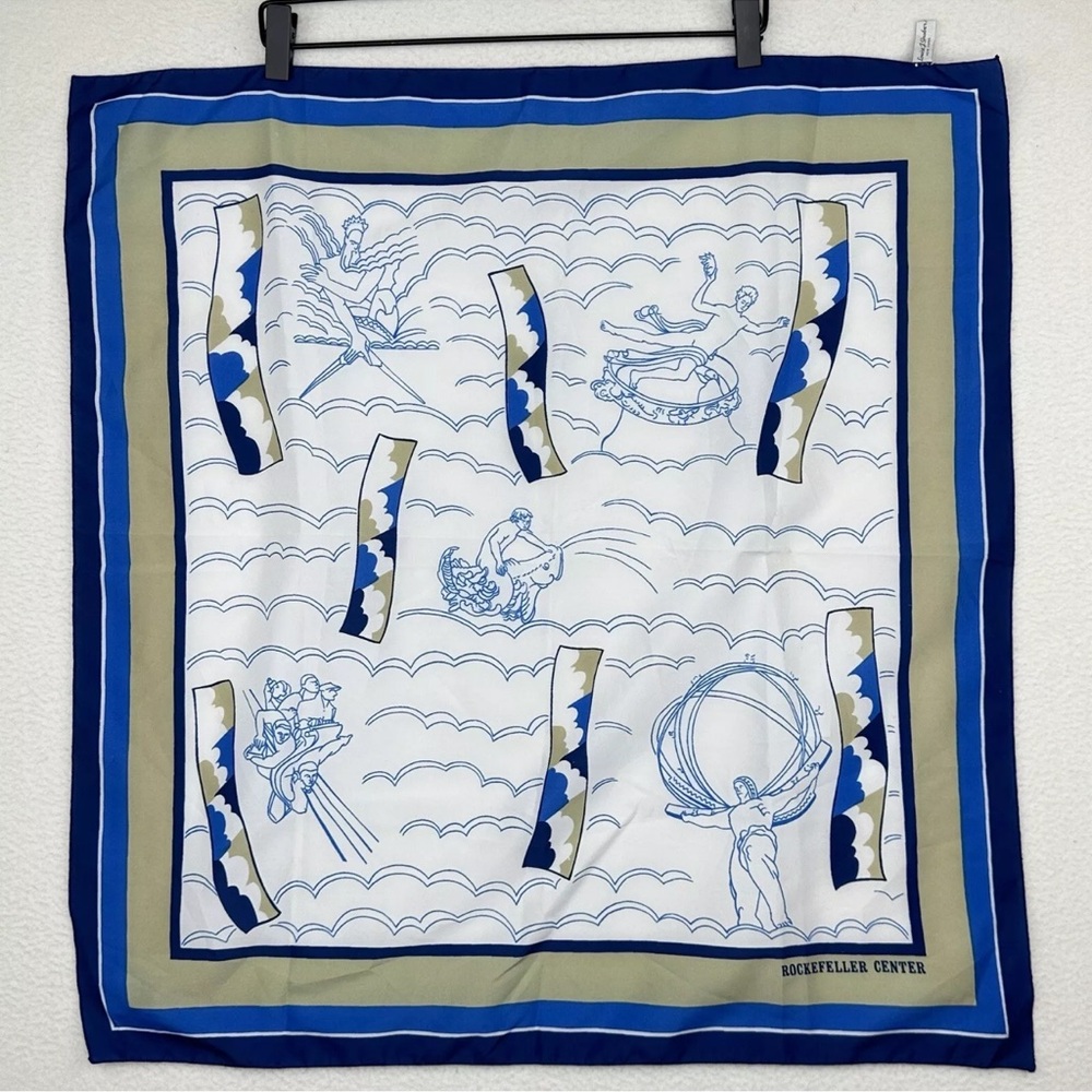 New York Rockefeller Center Square Scarf Iconic Statues Art Deco Prometheus Rare